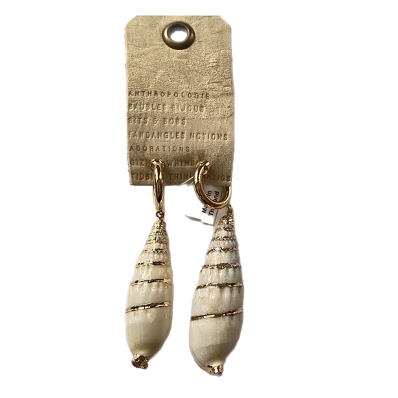Anthropologie Seashell Drop Hoop Earrings nwt - Picture 2 of 6